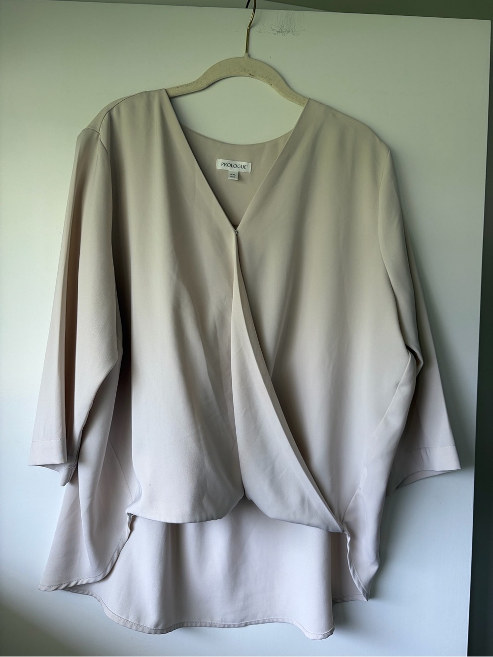 Prologue Women’s 3/4 Sleeve Wrap Front Woven Blouse - Size XXL